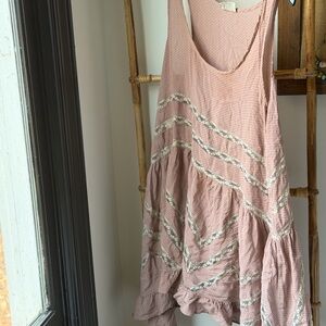 Free People Voile and Lace Trapeze Slip Dress - Pink Polka Dot